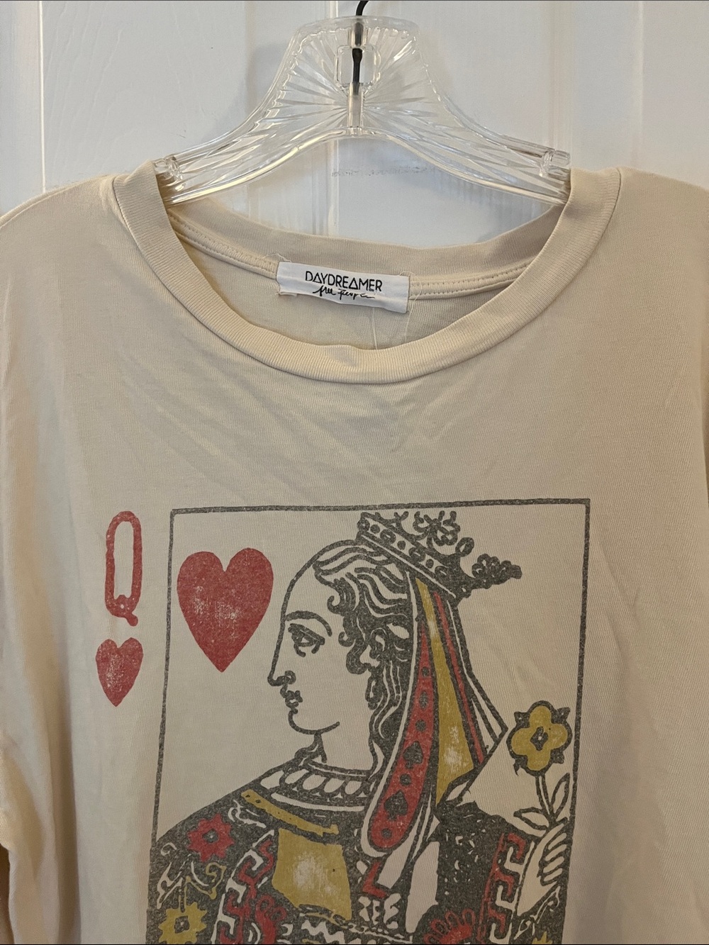 Daydreamer Free People Queen of Hearts long sleeve T-shirt cotton arm spellout L - Picture 3 of 14